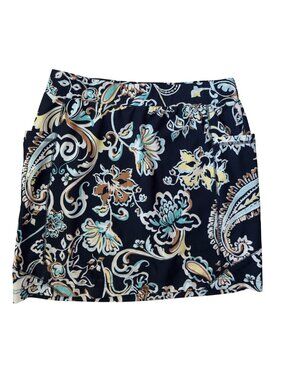 Chicos Skirt Size 8 Athletic Skort Navy Paisley Pickleball Golf Casual Pull On